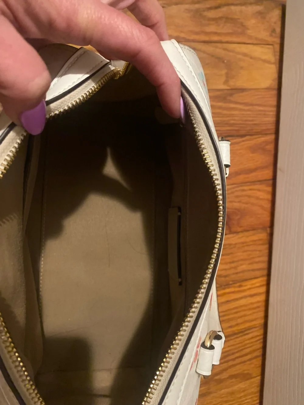 COACH White Floral Satchel Handbag C8615 - Picture 4 of 4